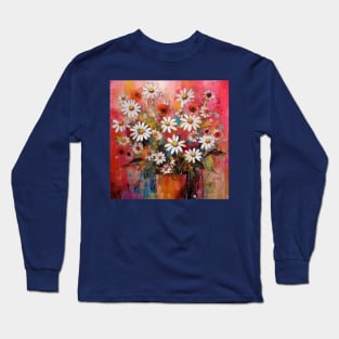 Bouquet of Daisies and Poppies in a Vase Long Sleeve T-Shirt